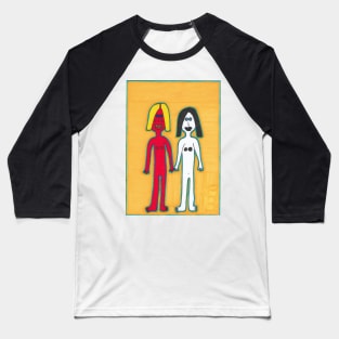 Red and White Couple Baseball T-Shirt